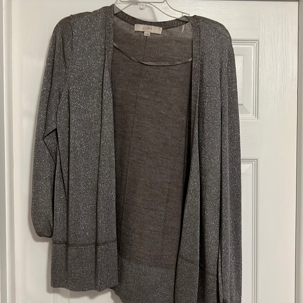 Gray Loft  shimmery buttonless cardigan